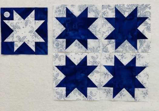 Blue Stars and One White Star for Star of Chamblie Quilt